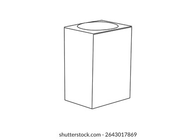 Continuous one line drawing of Rounded containers for gifts. Single line drawing illustration of Rectangular white gloss tin can. Brand box concept vector art. Doodle line illustration.
