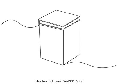 Continuous one line drawing of Rounded containers for gifts. Single line drawing illustration of Rectangular white gloss tin can. Brand box concept vector art. Doodle line illustration.