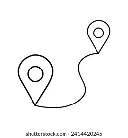 Dibujo continuo de una línea de mapas de ruta e iconos de ubicación esquema ilustración de vectores