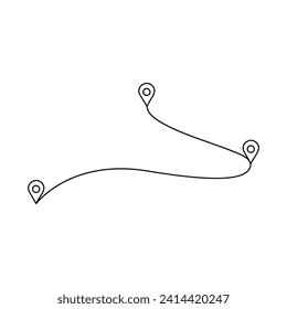 Continuous One line drawing of Route maps and location icons outline vector art illustration