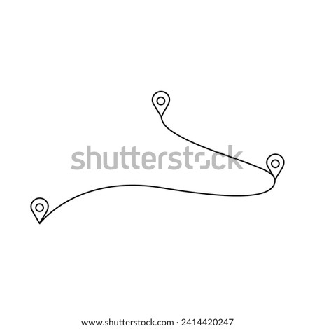 Continuous One line drawing of Route maps and location icons outline vector art illustration