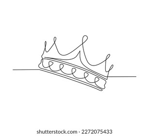 Dibujo continuo de una línea de la corona real. Diseño sencillo de la corona. Vector de trazo activo editable.