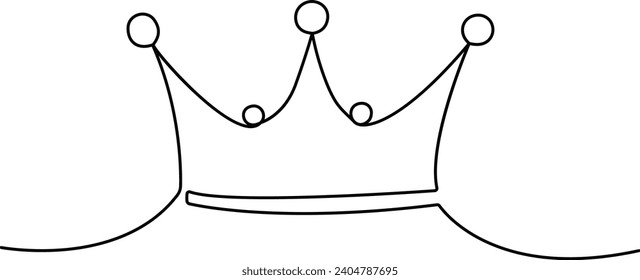 Continuous one line drawing of royal crown banner concept line art outline minimal vector