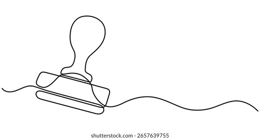 durchgehende einzeilige Zeichnung Gummi Stempel.one Linie gezeichnet Stempel Symbol. Genehmigungsstempel, Freihandstempel, Validierungszeichen. einzeilige Vektorgrafik.