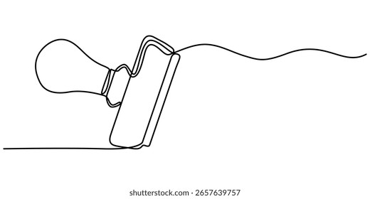 durchgehende einzeilige Zeichnung Gummi Stempel.one Linie gezeichnet Stempel Symbol. Genehmigungsstempel, Freihandstempel, Validierungszeichen. einzeilige Vektorgrafik.