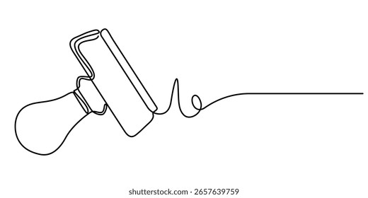Sello de goma de dibujo continuo de una línea. Icono de sello dibujado de una línea. Sello de Aprobación, sello de tinta, marca de validación. Ilustración vectorial de una sola línea.