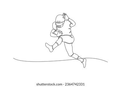 Continuous one line drawing Rugby players concept. Athletes playing with ball. Doodle vector illustration.