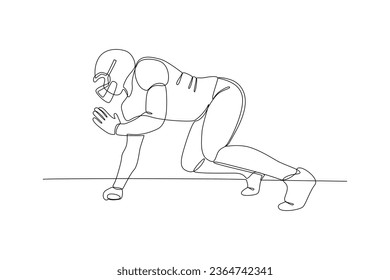 Continuous one line drawing Rugby players concept. Athletes playing with ball. Doodle vector illustration.