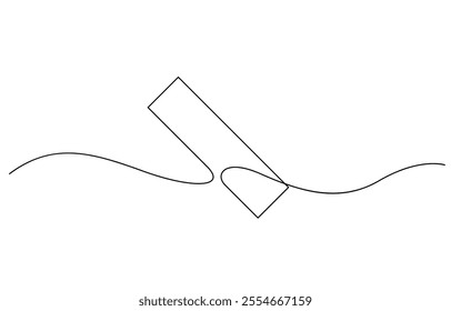 continuous one line drawing, Ruler icon trendy flat design.