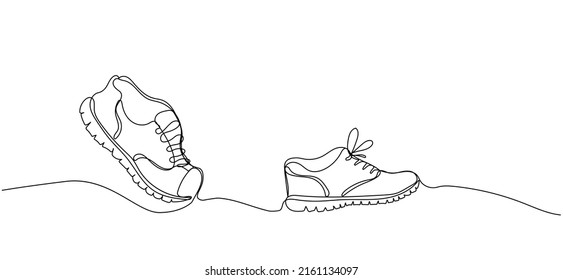 Continuous one line drawing running shoes  Pair Athletic Shoes  Fitness   sport concept  Vector illustration in minimalist style