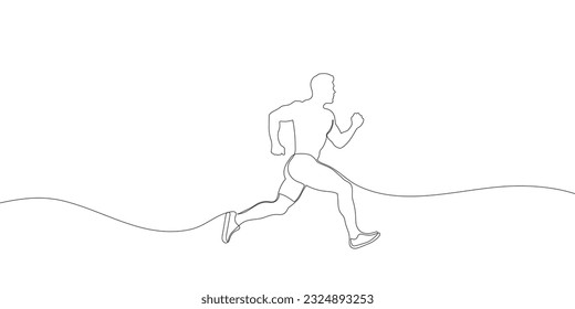 Continuous one line drawing of a running sportsman. Sports running. Vector illustration. Vector illustration