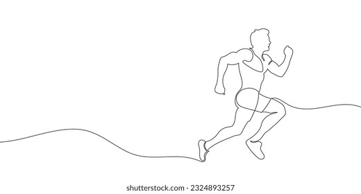 Continuous one line drawing of a running sportsman. Sports running. Vector illustration. Vector illustration