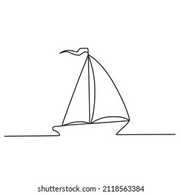 Continuous one line drawing of sailboat. Vector illustration. line drawing of yacht. Abstract sailing vessel silhouette. Vector illustration