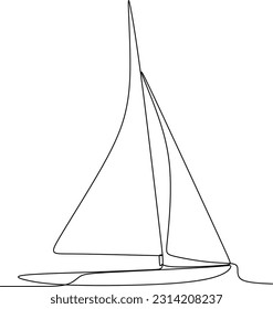Continuous one line drawing of sailboat. Business icon. Vector illustration