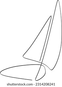 Continuous one line drawing of sailboat. Business icon. Vector illustration