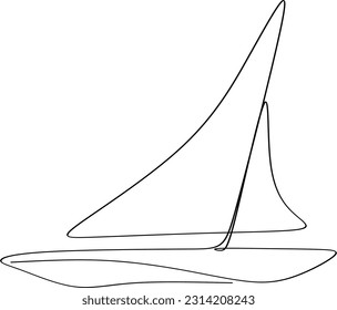 Continuous one line drawing of sailboat. Business icon. Vector illustration