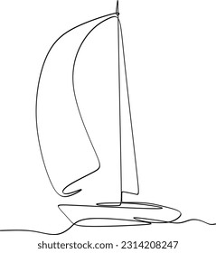 Continuous one line drawing of sailboat. Business icon. Vector illustration