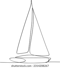 Continuous one line drawing of sailboat. Business icon. Vector illustration