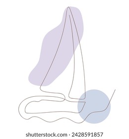 Continuous one line drawing of sailboat. Business icon. Vector illustration