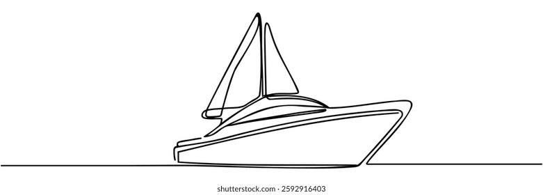 Continuous one line drawing of sailboat. Business icon. Vector illustration