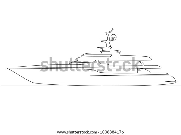 Continuous one line drawing of sailboat yacht modern