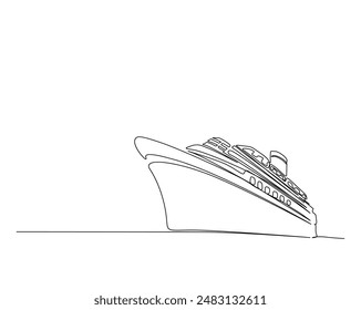 Dibujo continuo de una línea de crucero de vela.  Ilustración vectorial de contorno simple de crucero. 