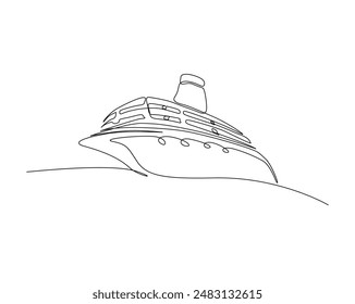 Dibujo continuo de una línea de crucero de vela.  Ilustración vectorial de contorno simple de crucero. 