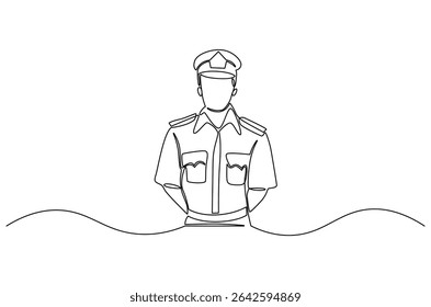 Continuous one line drawing of Sailor man. Single line drawing illustration of Seafarers. Day of the seafarer concept vector art. Doodle line illustration.