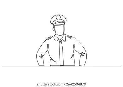 Continuous one line drawing of Sailor man. Single line drawing illustration of Seafarers. Day of the seafarer concept vector art. Doodle line illustration.