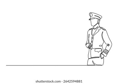 Desenho contínuo de uma linha do homem Marinheiro. Ilustração de desenho em linha única dos marítimos. Dia da arte vetorial conceito marítimo. Ilustração linha de doodle.