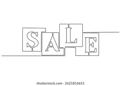 Continuous one line drawing of Sale icon. Single line drawing illustration of Sale tag emblem. Business marketing concept vector art. Doodle line illustration.