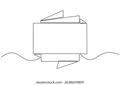 Continuous one line drawing of Sale banner. Single line drawing illustration of Abstract Sale tags or promotion banner. Digital marketing concept vector art. Doodle line illustration.
