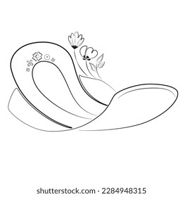 Continuous one line drawing of sanitary napkins. Sanitary pad icon. Woman sanitary napkin. Vector illustration on white background. Female menstruation. Woman menstrual health.