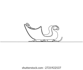 Desenho contínuo de uma linha de trenó de Santa. Ilustração de desenho de uma linha de trenó de Santa. Natal conceito linha única. Estrutura de tópicos editável