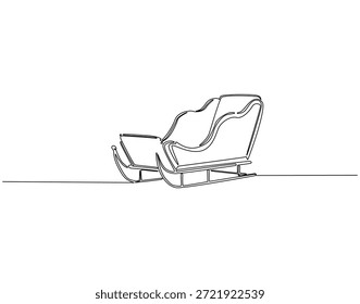 Desenho contínuo de uma linha de trenó de Santa. Ilustração de desenho de uma linha de trenó de Santa. Natal conceito linha única. Estrutura de tópicos editável
