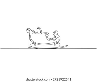 Dibujo continuo de una línea de Santa Sleigh. Ilustración de dibujo de una línea de santa trineo. Concepto de Navidad de una sola línea. Esquema editable