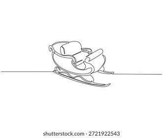 Desenho contínuo de uma linha de trenó de Santa. Ilustração de desenho de uma linha de trenó de Santa. Natal conceito linha única. Estrutura de tópicos editável
