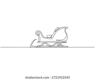 Desenho contínuo de uma linha de trenó de Santa. Ilustração de desenho de uma linha de trenó de Santa. Natal conceito linha única. Estrutura de tópicos editável