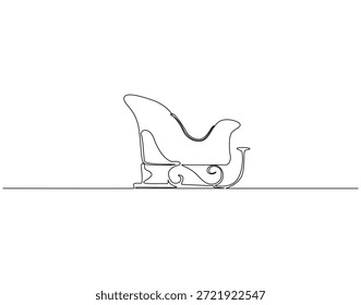 Desenho contínuo de uma linha de trenó de Santa. Ilustração de desenho de uma linha de trenó de Santa. Natal conceito linha única. Estrutura de tópicos editável