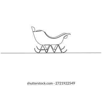 Desenho contínuo de uma linha de trenó de Santa. Ilustração de desenho de uma linha de trenó de Santa. Natal conceito linha única. Estrutura de tópicos editável