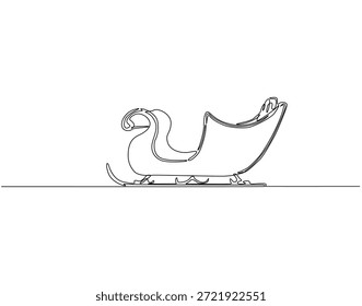 Desenho contínuo de uma linha de trenó de Santa. Ilustração de desenho de uma linha de trenó de Santa. Natal conceito linha única. Estrutura de tópicos editável