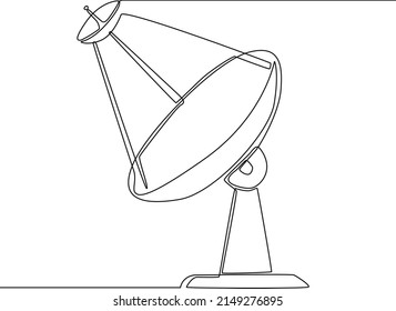 Continuous one line drawing of satellite dishes or radio antennas. Single line draw design vector graphic illustration.