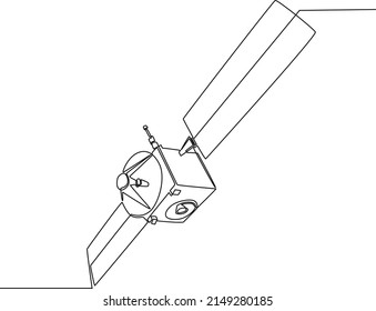 Continuous one line drawing of a Satellite Icon. Single line draw design vector graphic illustration.