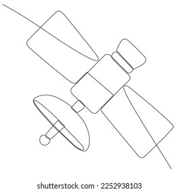 Continuous one line drawing of a Satellite Icon. Single line draw design vector graphic illustration.