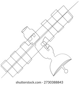 Desenho contínuo de uma linha de um ícone de satélite. Ilustração gráfica vetorial de desenho de linha única.