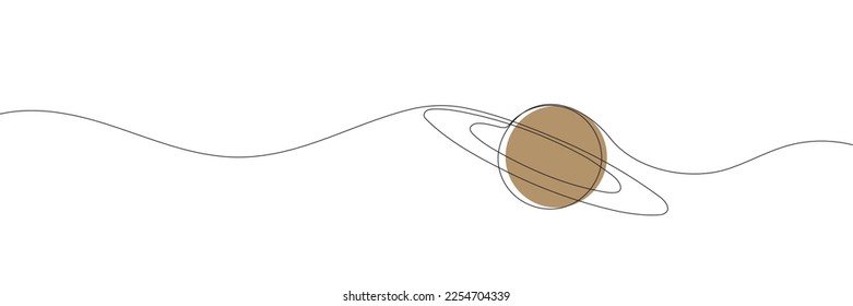 Dibujo continuo de una línea Saturn Planet. Ilustración vectorial.