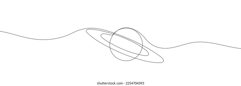 Continuous one line drawing Saturn Planet. Vector illustration.