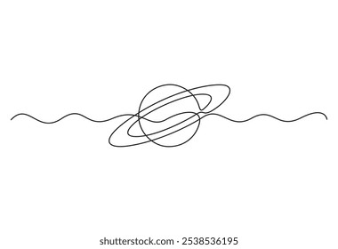 Desenho contínuo de uma linha do planeta Saturno. Planeta de arte de linha única. Ilustração vetorial