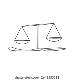 Continuous one line drawing Scales Justice,