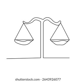 Dibujo continuo de una línea de escalas de Ilustración vectorial de arte de línea de justicia